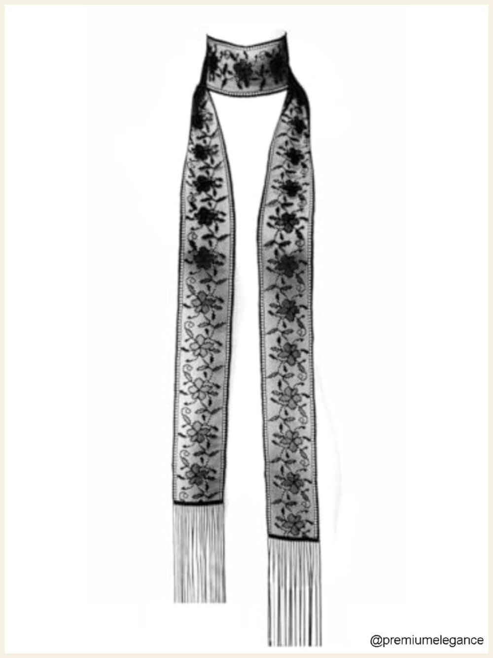 Lace Skinny Scarf Long Lightweight Tassel Scarf Women